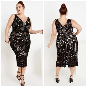 City Chic All Class Lace Midi Dress | Black | Size L/20 | NWT